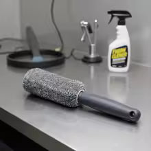 SEAMETAL Microfiber Car Wheel Brush, Plastic Handle Tire Rim Cleaning Tool with Wash Towel for Auto Detailing