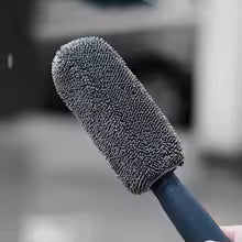 SEAMETAL Microfiber Car Wheel Brush, Plastic Handle Tire Rim Cleaning Tool with Wash Towel for Auto Detailing